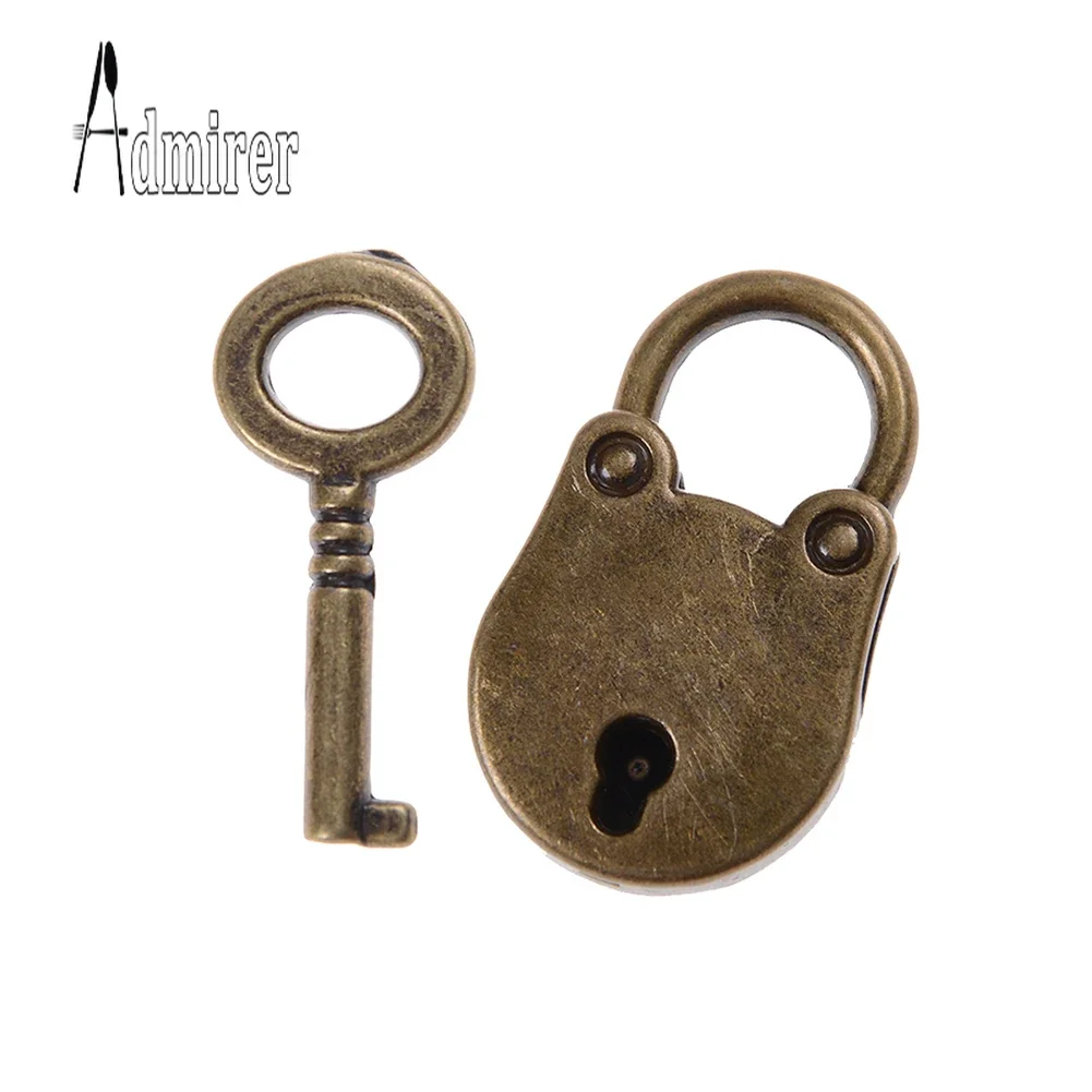 1PC Bronze Vintage Old Antique Style Mini Archaize Padlocks Key Lock With Key Candado Combinacion