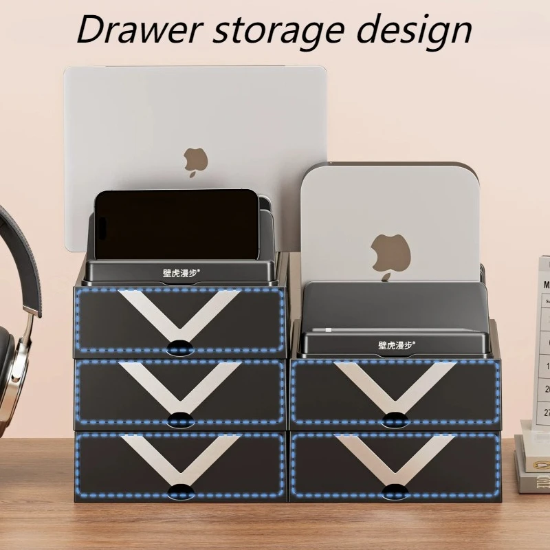 Drawer Type Laptop Stand Office Desktop Laptops Cooling Storage Holder Creative Tablet Mobile Phone Organizer Box Laptop Support