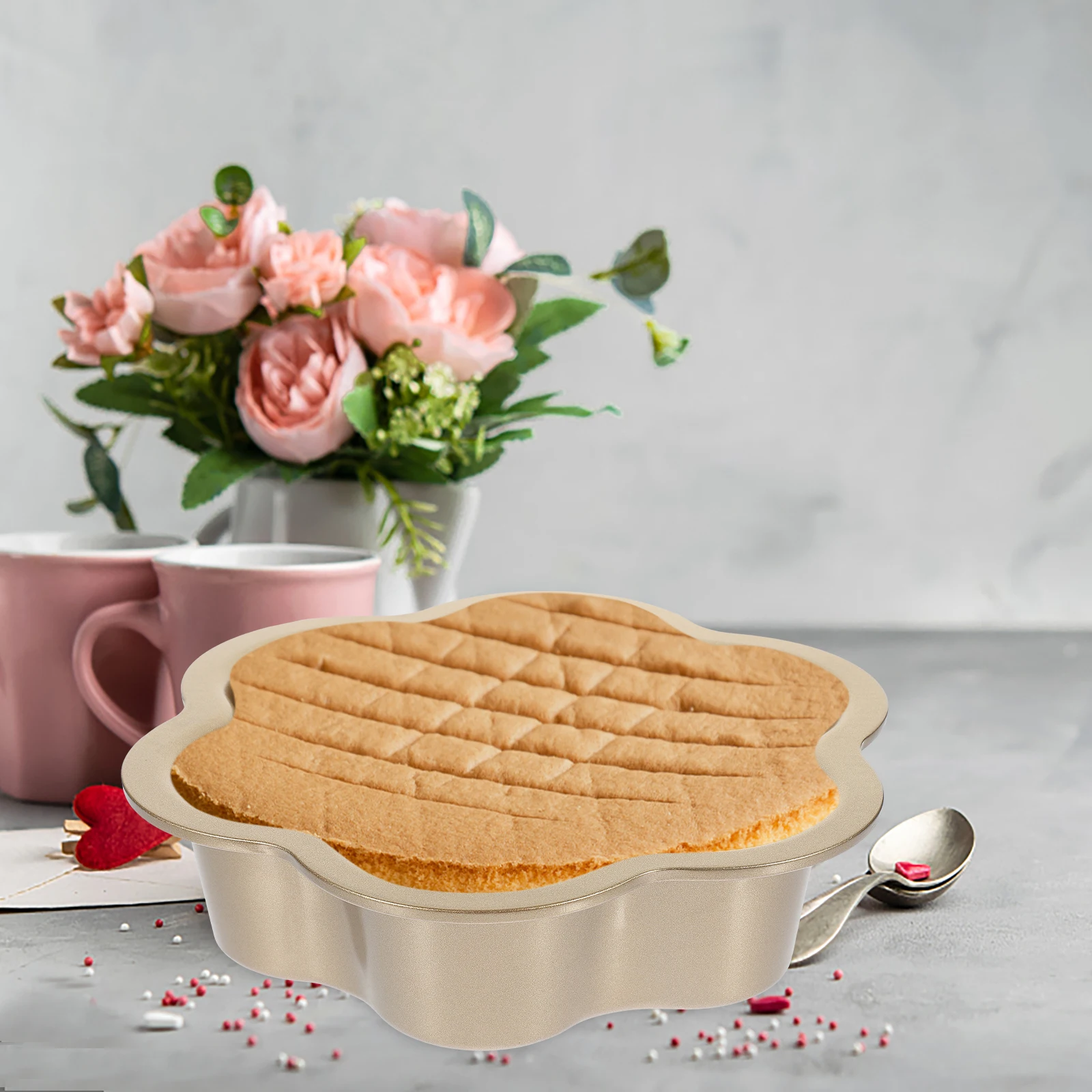 

Blossom Shaped Cake Pans Removable Bottom Non-Stick Mini Cheesecake Mold Baking Pan Set Deep Cake Mold For Oven Baking