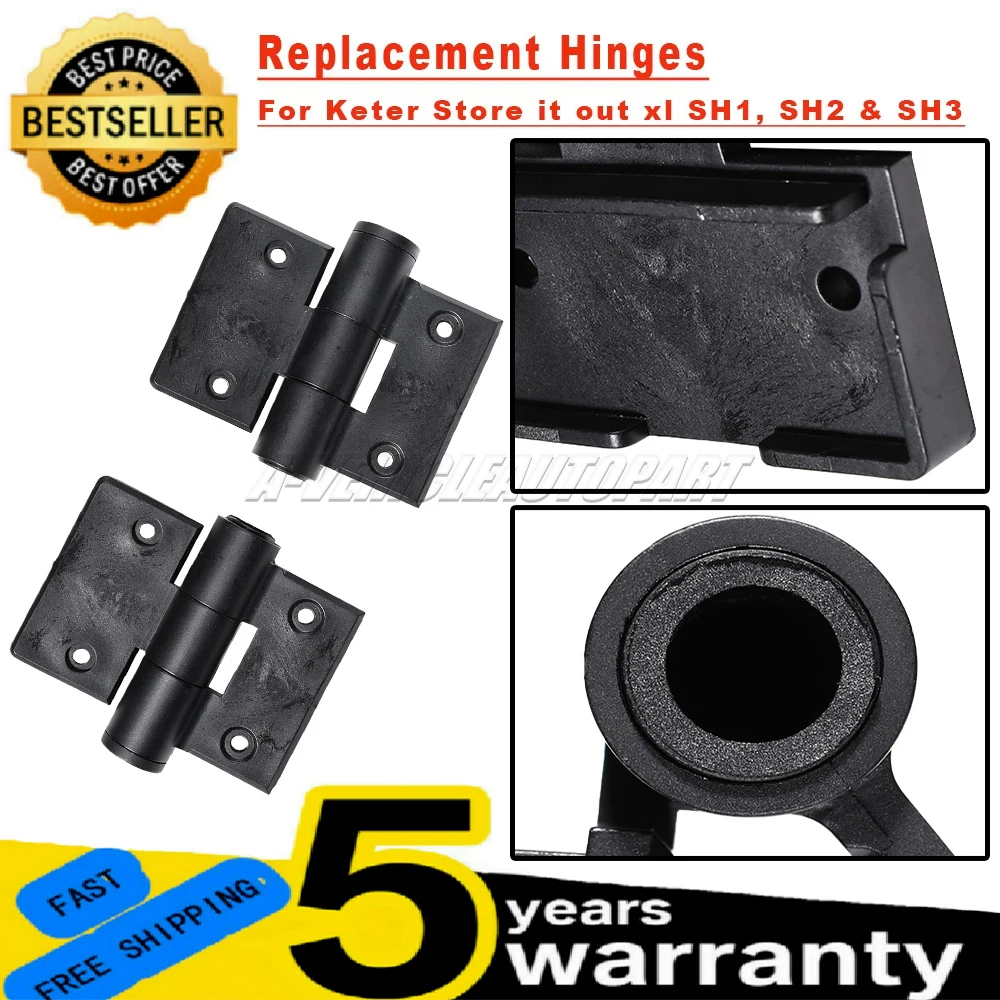 New 2Pcs For Keter Store It Out XL SH1 674644 SH2 674645 SH3 674646 Replacement Hinges Black Kits