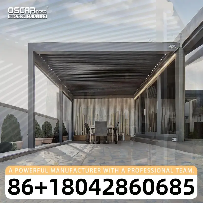 6x4 Bioclimatic Outdoor Balcony Garden Gazebo Motorized Aluminium Pergola Zip Screen Easily Assembled for USA Europe Backyard Si
