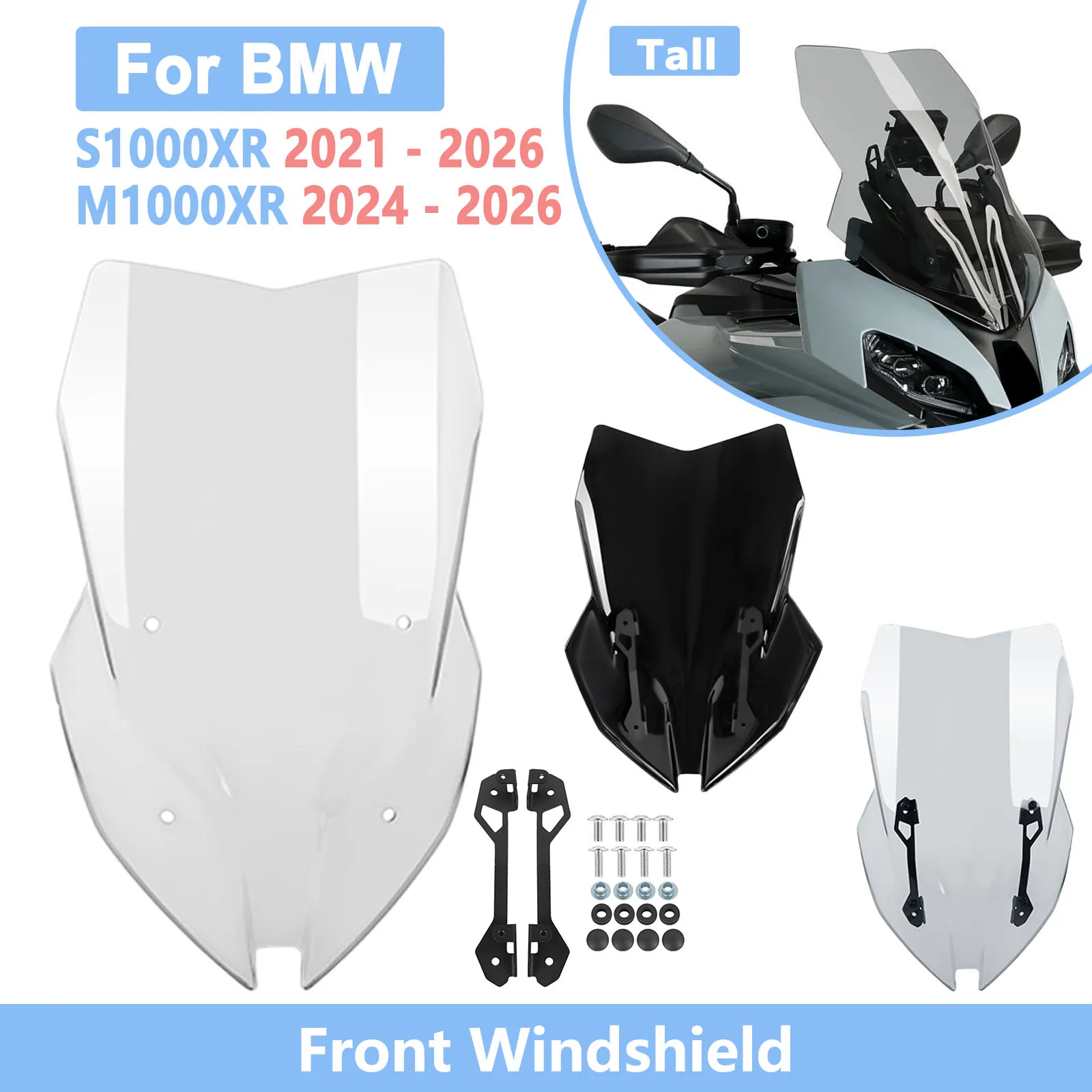 Fairing Tall Windscreen For BMW S1000XR 2021 - 2026 M1000XR 2024 - 2026 Motorcycle Raised Windshield Protector Visor Accessories