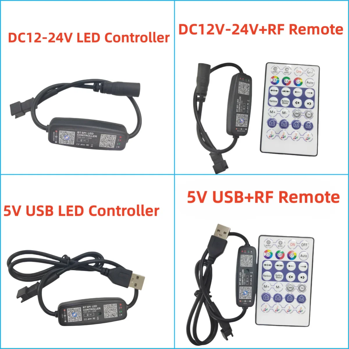 Led Pixel SPI Controller Music APP Control 12V-24V Pixel LED Strip Light SK6812 WS2812 WS2811 IC 5V USB Remote Music Controller