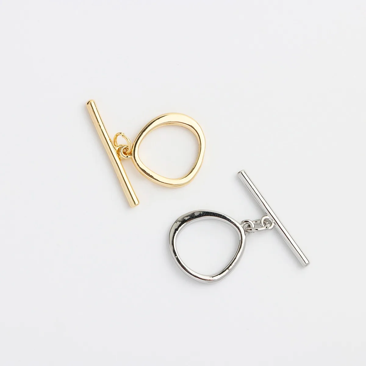 

18K Plated Real Gold Irregular Round Glossy Simple OT Buckle Necklace Bracelet Connecting Buckle DIY Jewelry Accessories