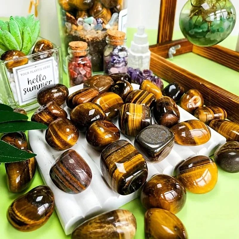 500g Tiger Eye Tumbled Polished Stones Natural Crystal Gravel Reiki Healing Aquarium Garden Vase Home Decor Gift