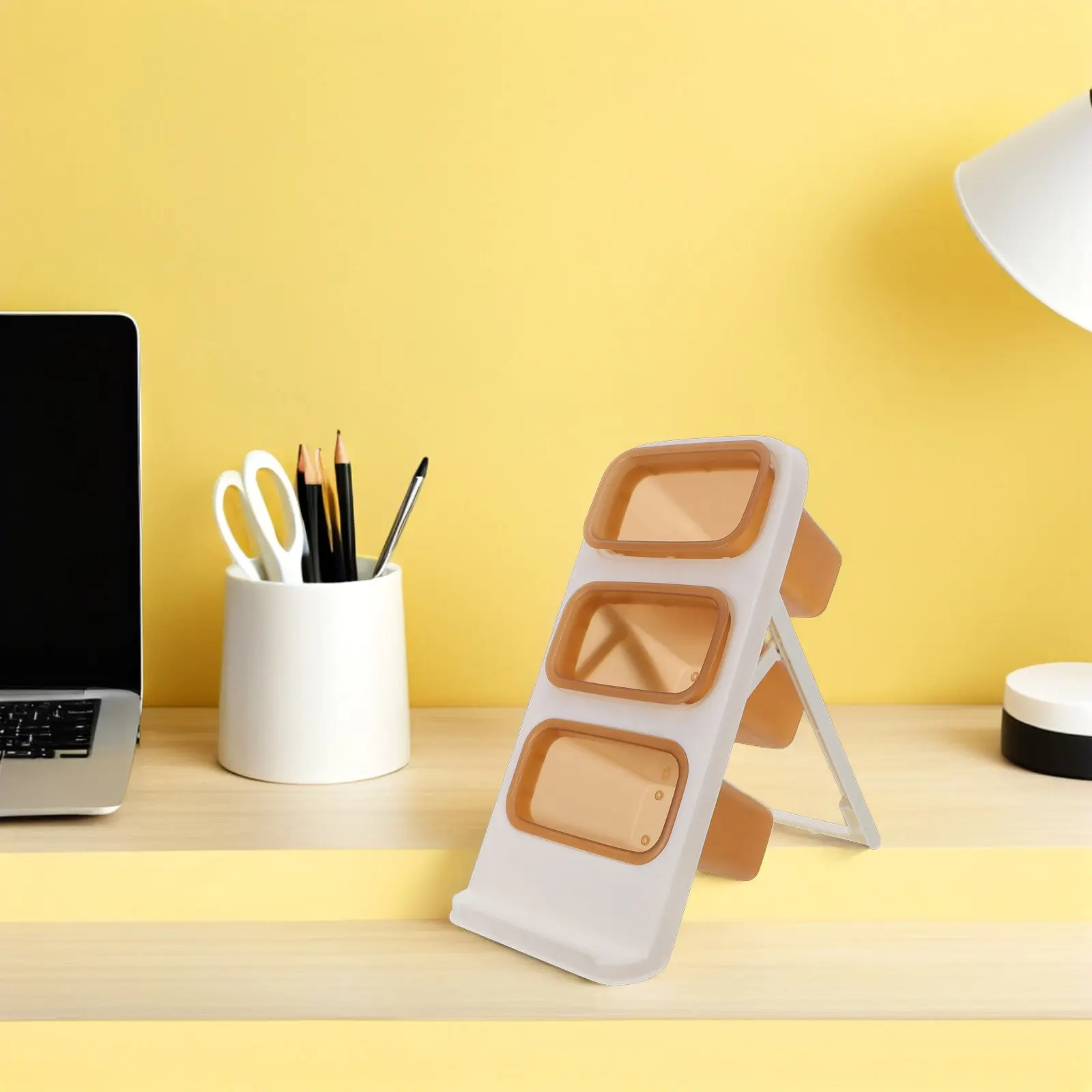 2Pcs Desk Organizer Brush Holder Marker Cup Plastic Multifunctional Pencil Lipstick Makeup Brush Container Vanity Countertop Pen