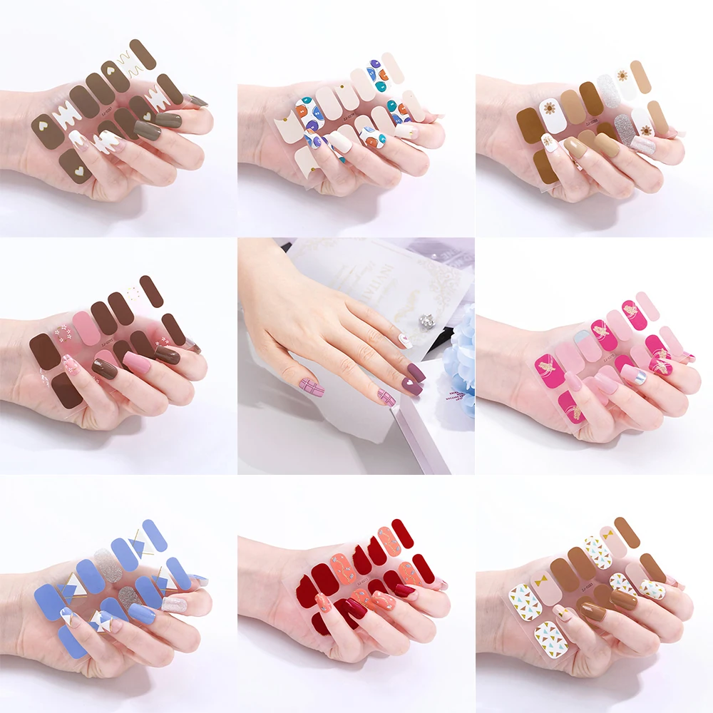 9 pezzi/lottp, adesivi per unghie, sano completamente coperto impermeabile, colore artistico alla moda decorativo per Manicure di bellezza per ragazze donne Sexy