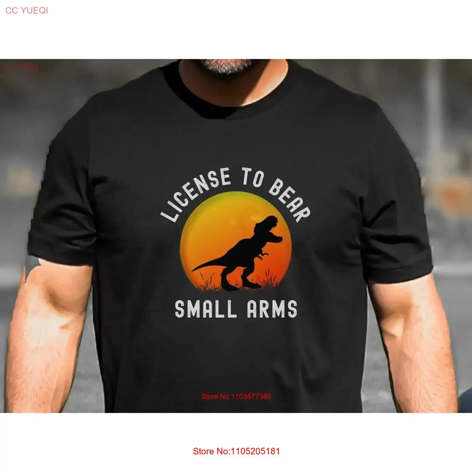 Funny Dinosaur T Shirt 2nd Amendment Pro Gun Mens Libertarian Humorous Dino License to Bear Arms vintage Washed Stretched