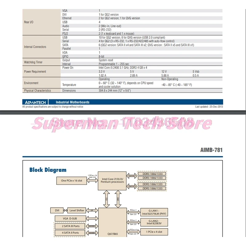 

For Advantech Industrial Motherboard Single Network Port AIMB-781 REV A1 AIMB-781QVG-00A1E