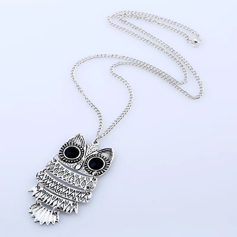 Vintage Owl Gem Long Sweater Chain Animal Women\'s Accessory Jewelry Pendant