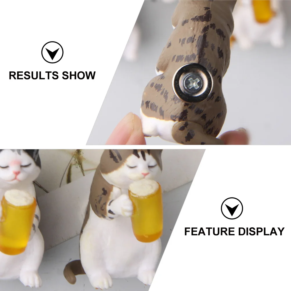 

4Pcs Beer Cat Refrigerator Magnets Creative Fridge Decals Refrigerator Sticker for Home Kitchen Office Wall Decor