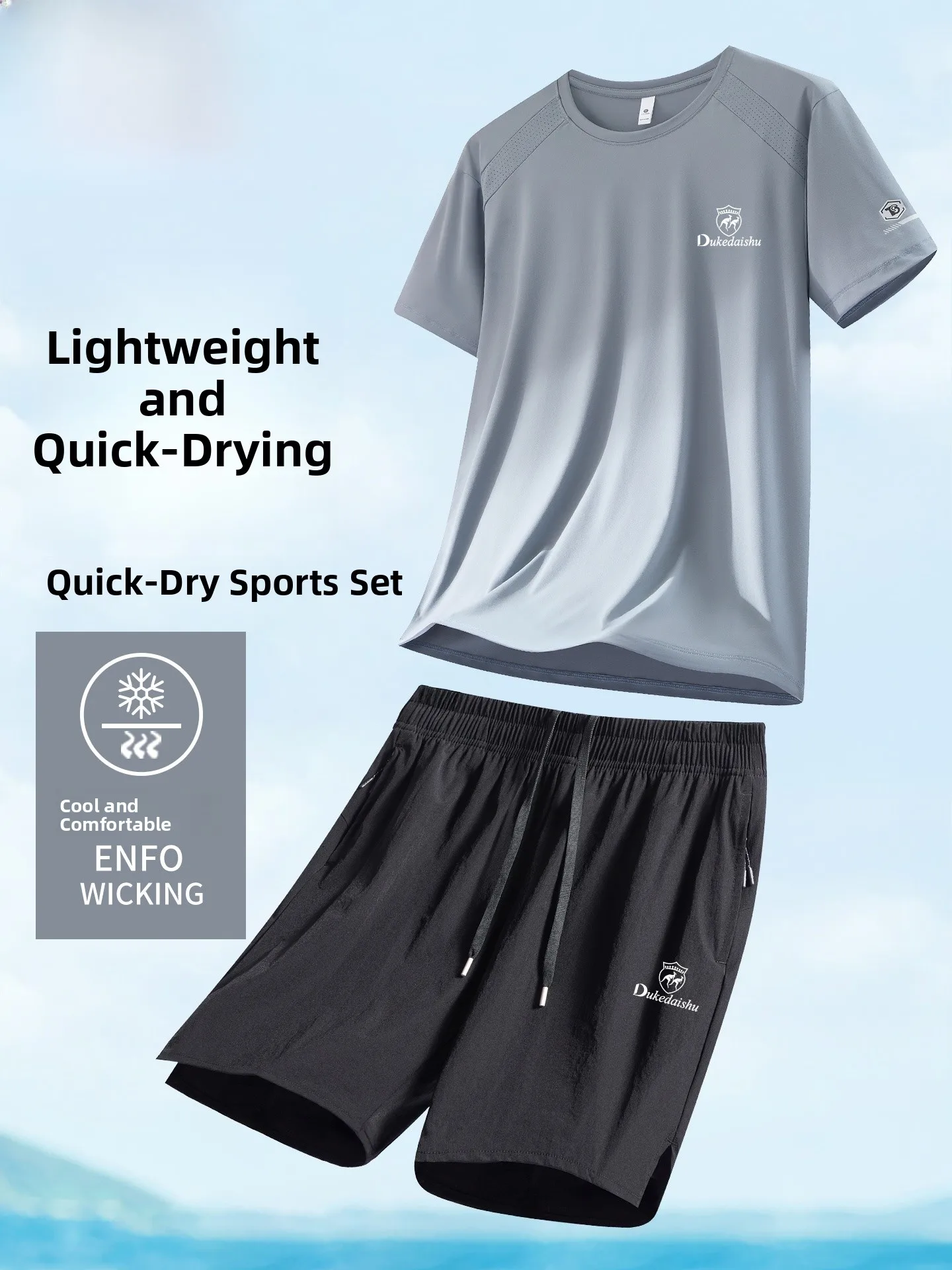 

Men's Sportswear Ice Silk Qui Dry Lightweight ort Sve Running Fitn Suit Summer Casual Sportswear Trendy Youth