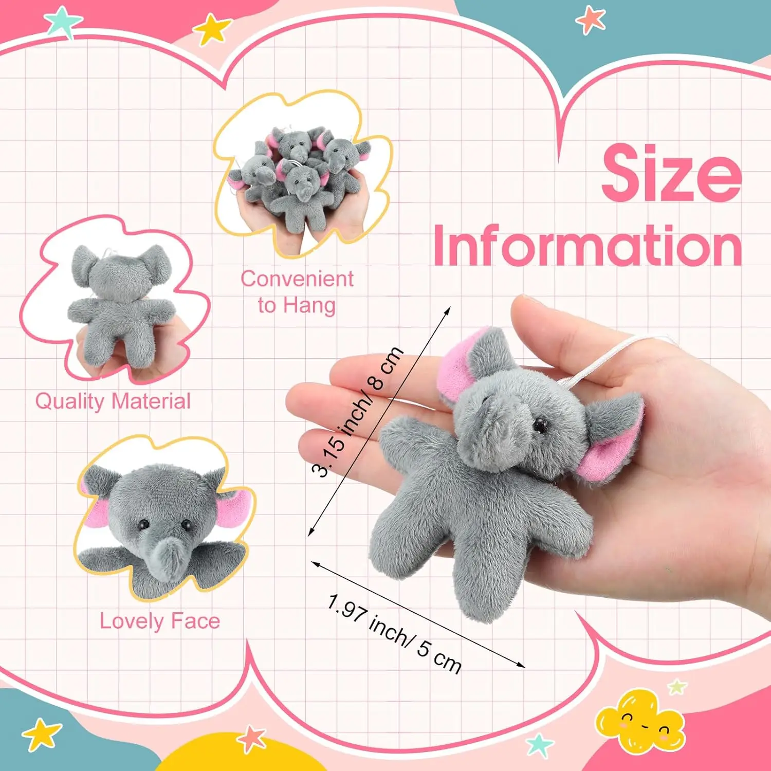 30-300 Uds Mini elefante Animal juguetes de peluche pequeños animales de peluche a granel lindos llaveros de peluches pequeños para regalo fiesta premio de Carnaval