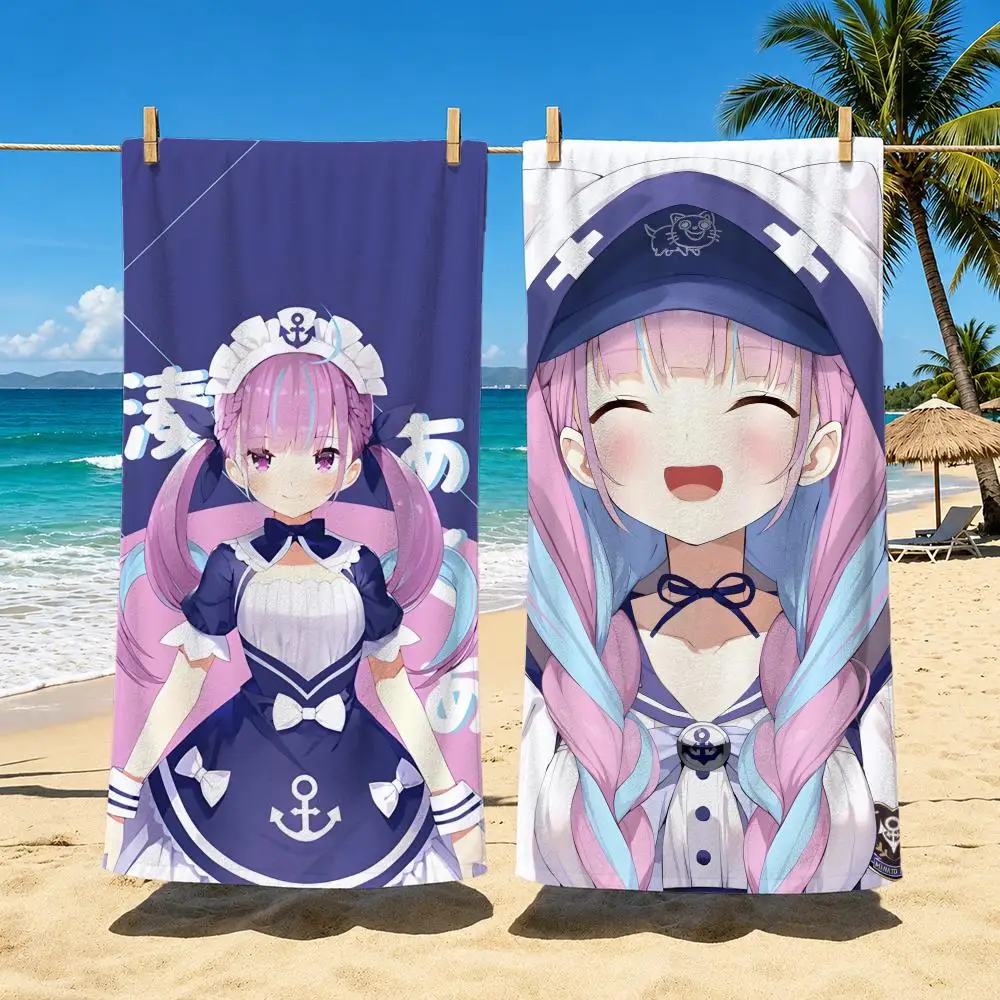 VTuber Minato Aqua Towel Towel Soft Pool Gift For Travel Gym Shower Cool Camping Quick Dry Sports  Large Beach Towel