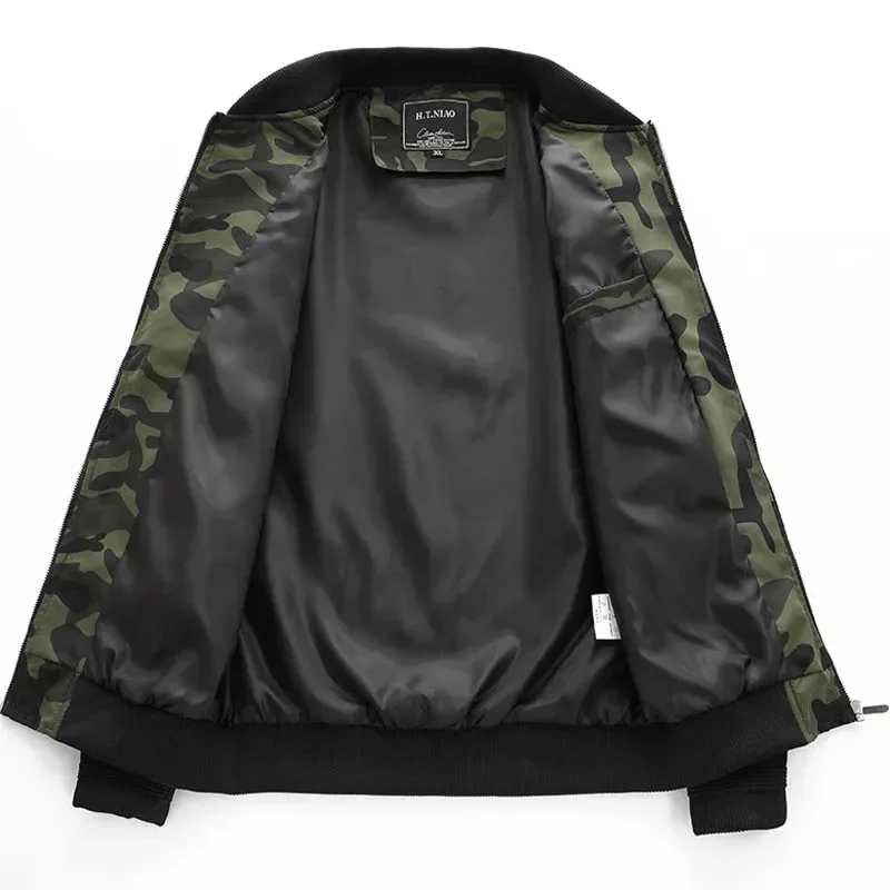 Spring Fall Motorcycle Bomber Jacket Men Retro Pilot Military Camouflage Coat Casual Baseball Jackets Varsity Jackets Streetwear