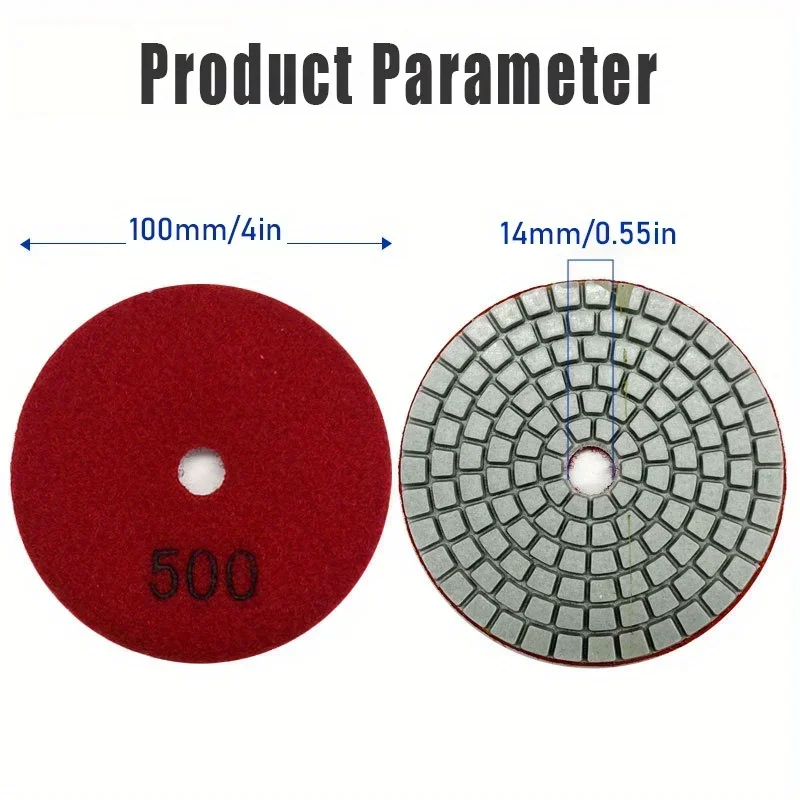 3pcs 4Inch/100mm Emery Polishing Pad Grit#50-#3000 Used for Polishing and Renovating Granite Marble Concrete and Stone