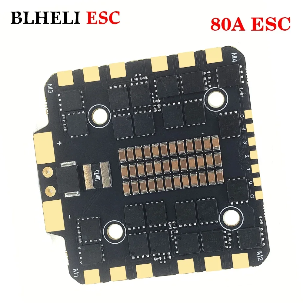 BLHELI ESC 80A 4-in-1 BLheli_S ESC 3-8S Lipo Support DSHOT300/ 600 30.5 X 30.5mm 28g for RC FPV Freestyle Racing Drone