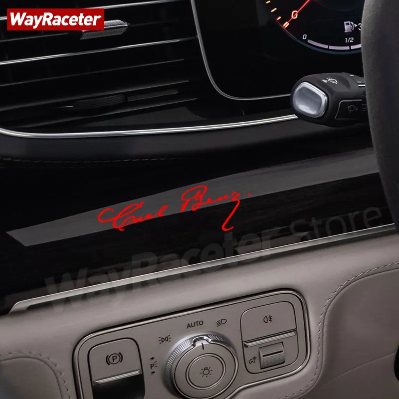 2 Pcs Interior Dashboard Karl Friedrich Benz Signature Sticker Vinyl Decal For Mercedes AMG A B C E S CLA GLE R V CLS GLC Class