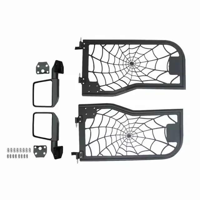Flying Wing 2-Door Steel Half Doors With Side View Mirrors For  Wrangler JK 2007-2017 Spider Web Style