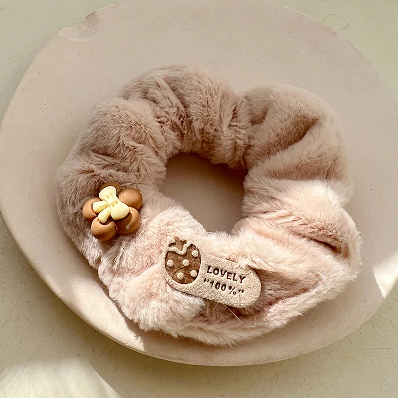 FANYIN Early Autumn Brown Plush Hair Rope Cartoon Cute Bear Rabbit Hair Rope Korean Version Versatile Hair Accessories for Women