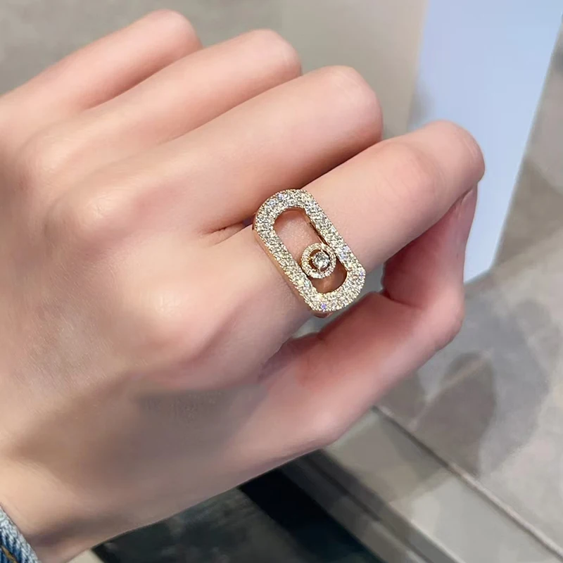 

Hot Selling S925 Silver Classic MOVE Sliding Wide Ring Women's Fashion Luxury Jewelry Wedding Party Valentine's Day Gift