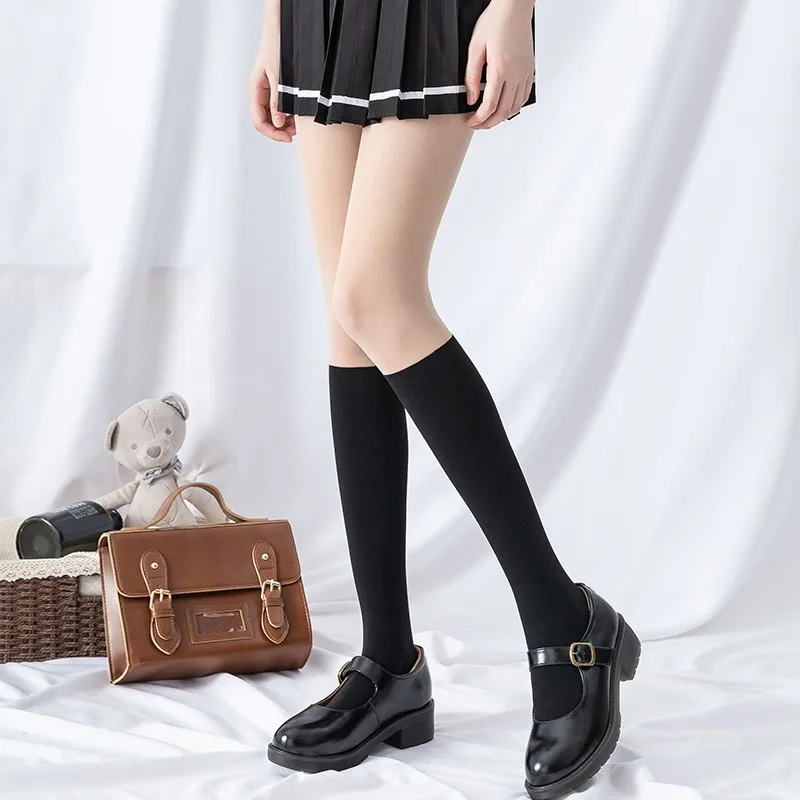 Women New Design Black Skin Stitching Arbitrary Cut Pantyhose Fake Calf Short Tube Knee Stockings Anti hook Bottoming 1pcs 2024