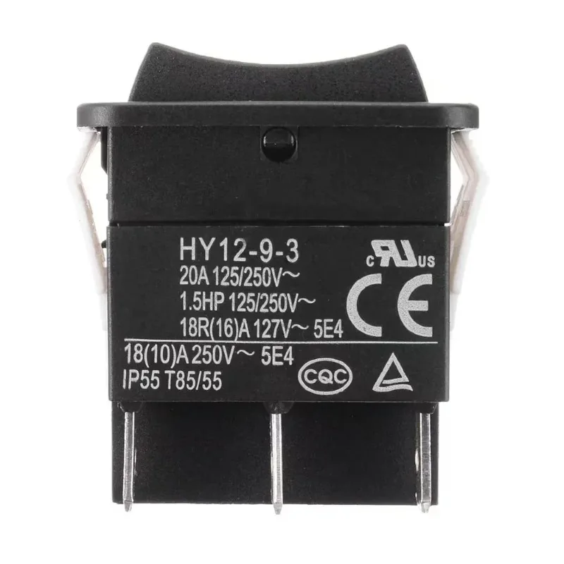Boat-shaped Switch 20A 125V 250V 1.5HP Internal Waterproof  IP55 Protection HY12-9-3 Rocker Switch Power Tools Accessories