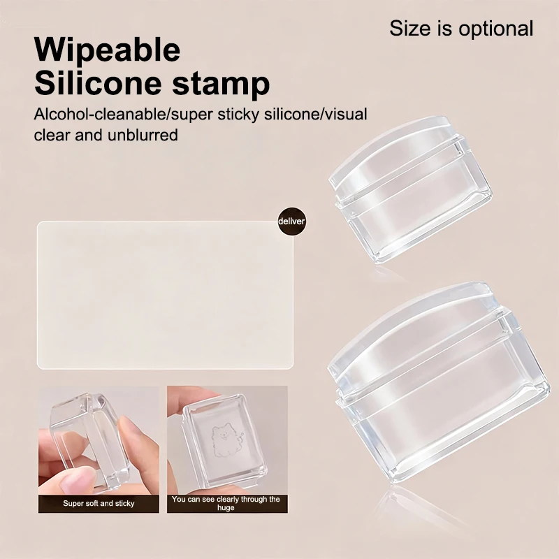 Transparent Nail Seal With Scraper Erasable French Nails Stamp Template Printing Tool Nail Polish Stamping Manicure Tool
