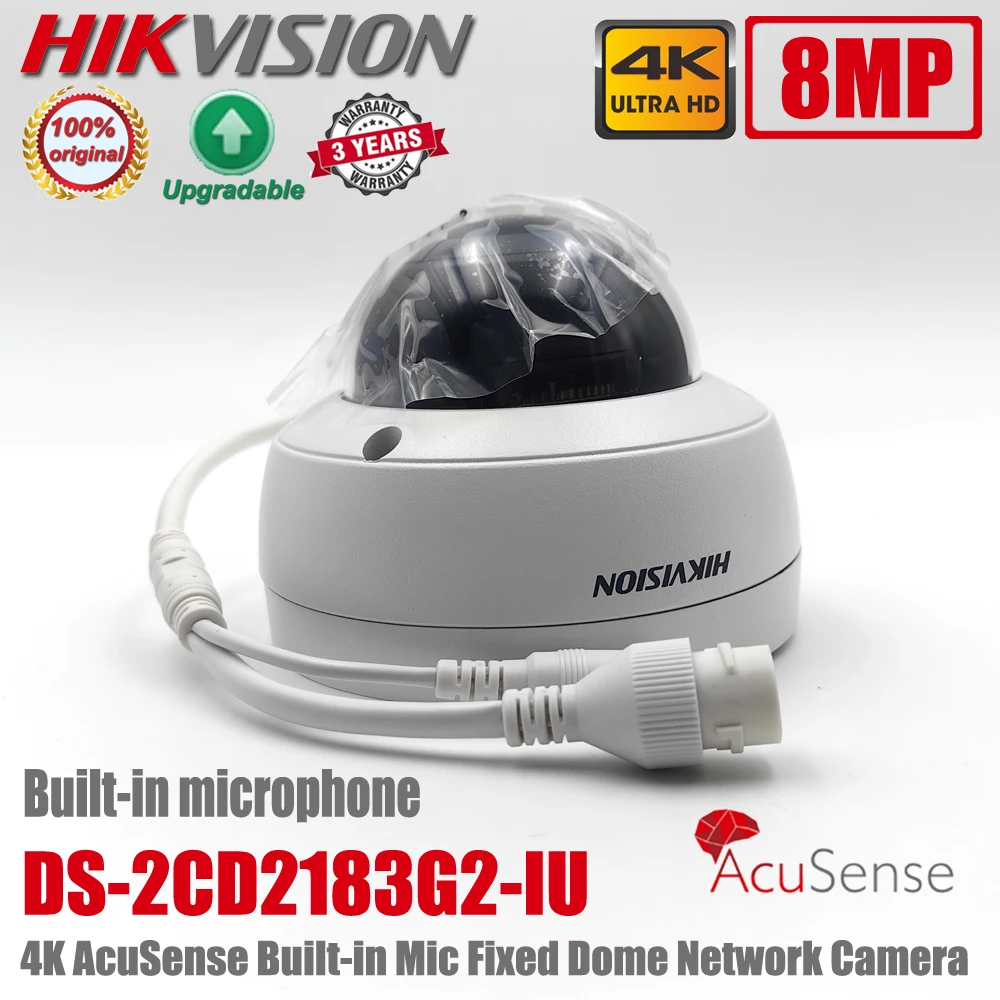 [JIT] Hikvision 8MP DS-2CD2183G2-IU 4K POE IP67 IK10 IR Built-in Mic AcuSense Fixed Dome Network Camera