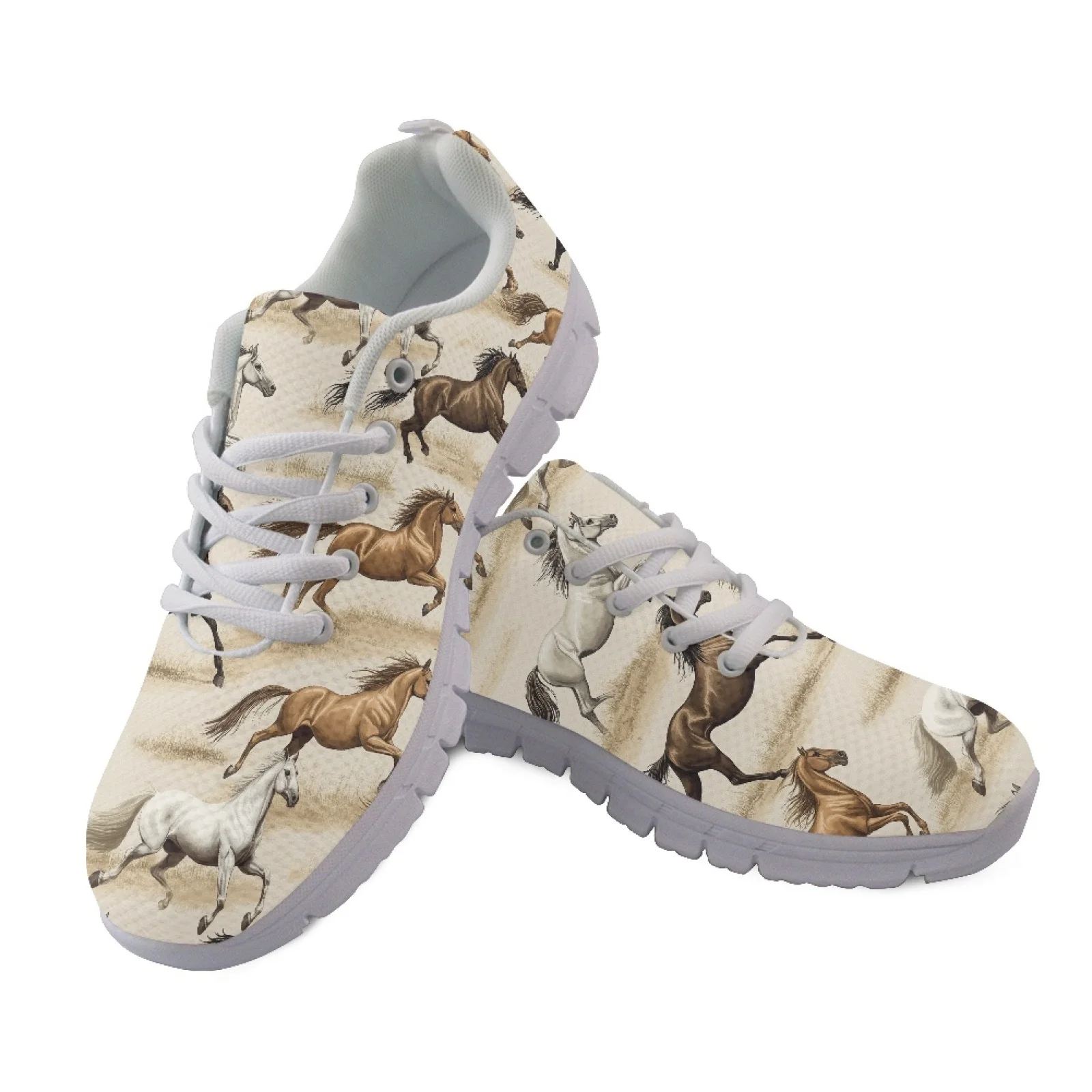 Coloranimal Geometric Horse Print Mens Tennis Shoes, Mesh EVA Sole Lace up Sneakers for Casual Travel and Road Walking 2026 New