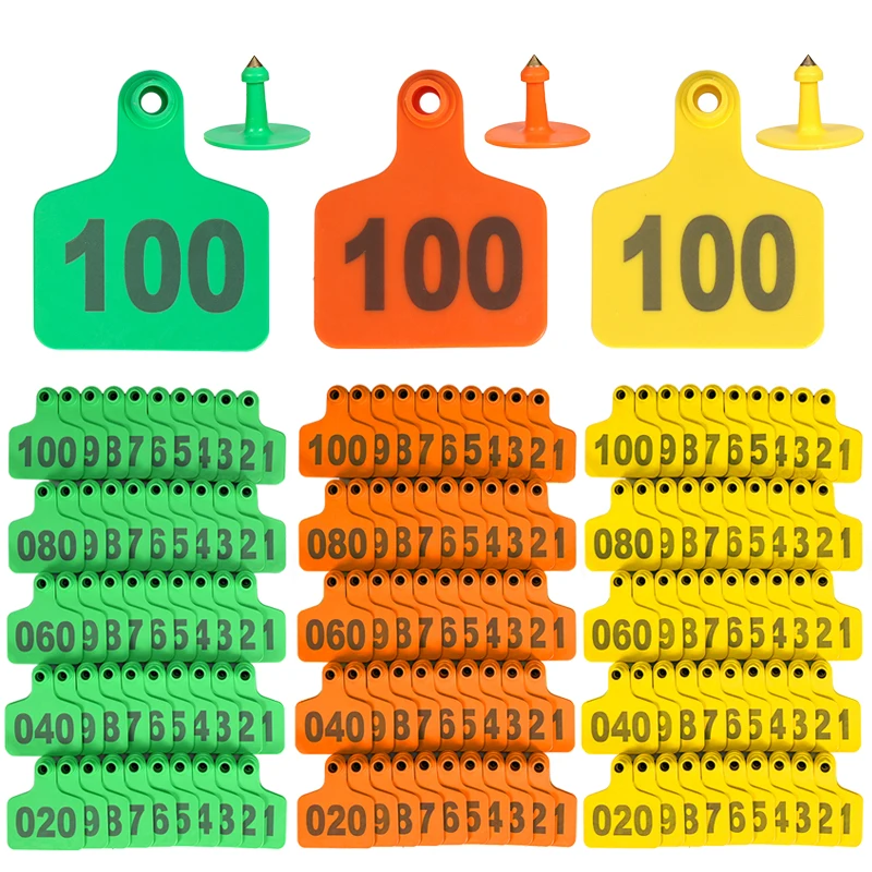 100 Pcs Animal identification ear tag No word calf ear tag Apply to pig Cattle sheep Farm animal feeding tools 75mm x 60mm
