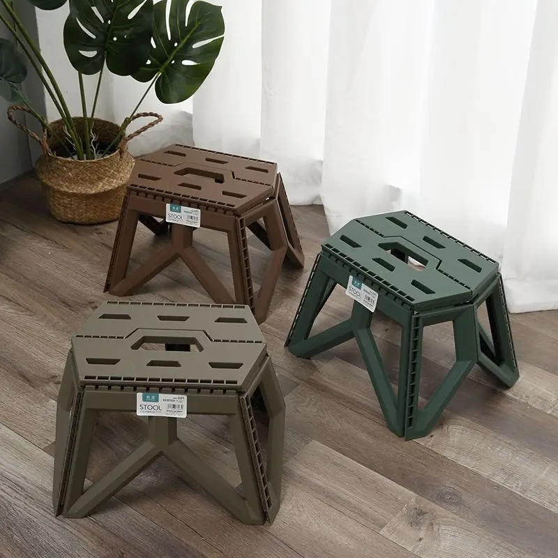 

Folding Stool Outdoor Portable Magza Thickened Household Simple Fishing Chair Reinforced Plastic Small Stool Folding Chair