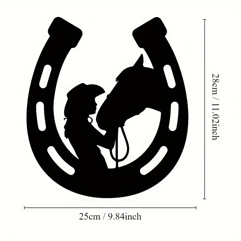 Girl And Horse Metal Sign, Metal Horseshoe Wall Decor, Perfect Wall Art Decor, Home Art Decor, Holiday Gift Or Housewarming Gift