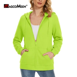 MAGCOMSEN Zip Up Hoodies Womens Fleece Sweatshirts Fall Winter Warm Comfortable Jacket 2 Pockets Casual Outfits