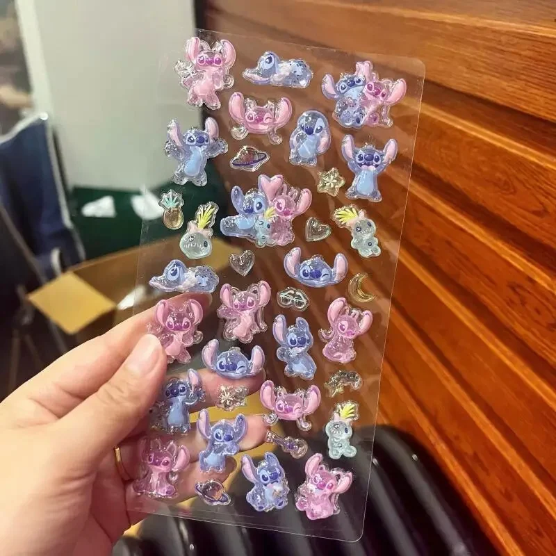 

Disney Stitch Cartoon 3D Jelly Patch Diy Accessories Sticker Children's Handmade Reward Crystal Stickers Holiday Toys Gifts