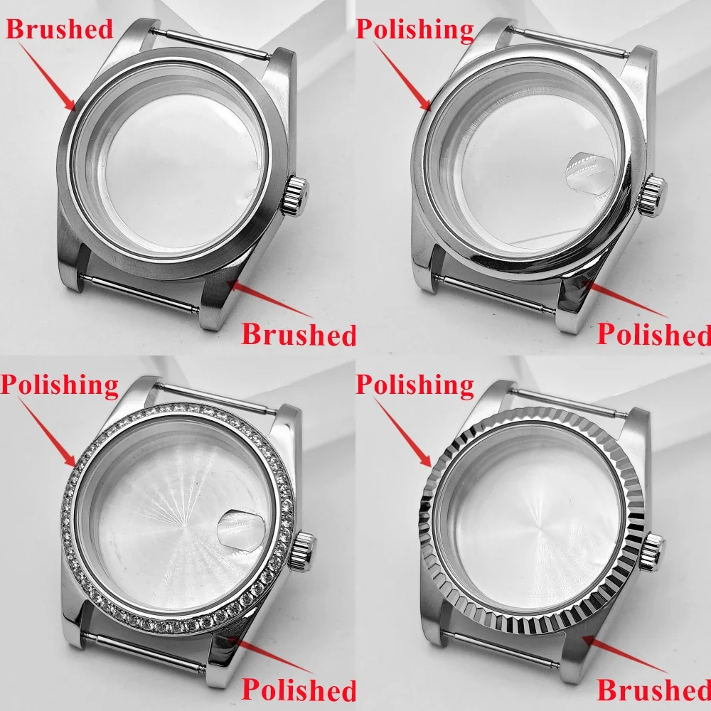 RICHUS NH35 Watch Case Silver Stainless Steel Watch Case Fit NH35 NH36 ETA2824 2836 Miyota82-DG Movement Watch Accessories Parts