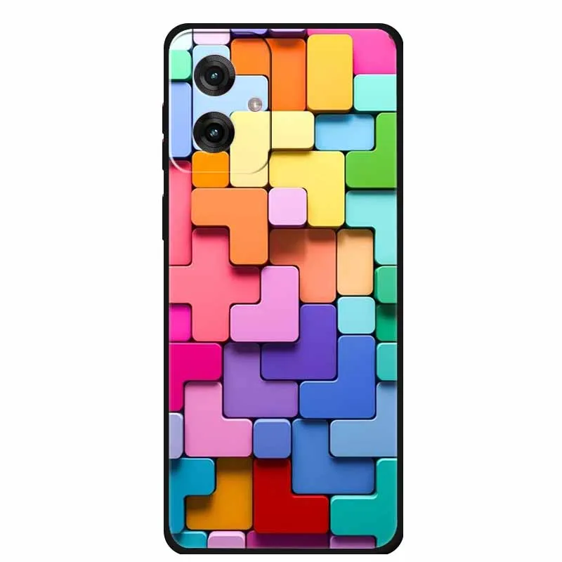 Phone Case For Moto G55 G05 G35 G75 G15 G85 TPU Black Cover Bumper For Motorola Moto G 55 Colourful Shield Capa Gradient Cases