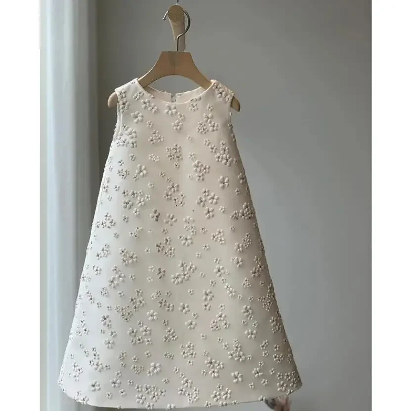 

Vintage Princess Ball Gown Bow Sleeveless Design Flower Girl Dress Infant Birthday Christening Dresses For Girl Easter Eid