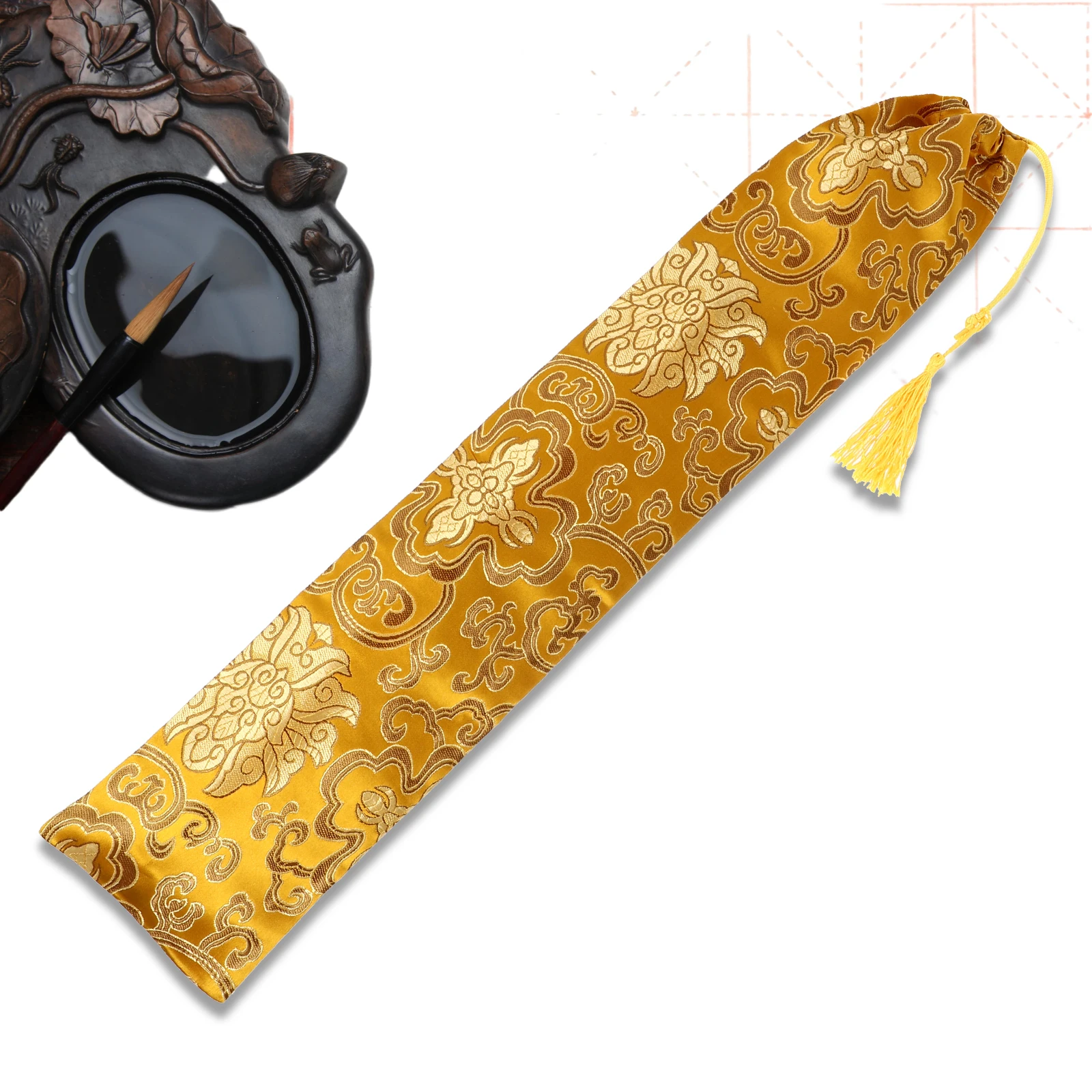 

2Pcs Calligraphy Scroll Storage Bag Polyester Material Dust Damp Resistant for Painting Works Portable Scroll Container