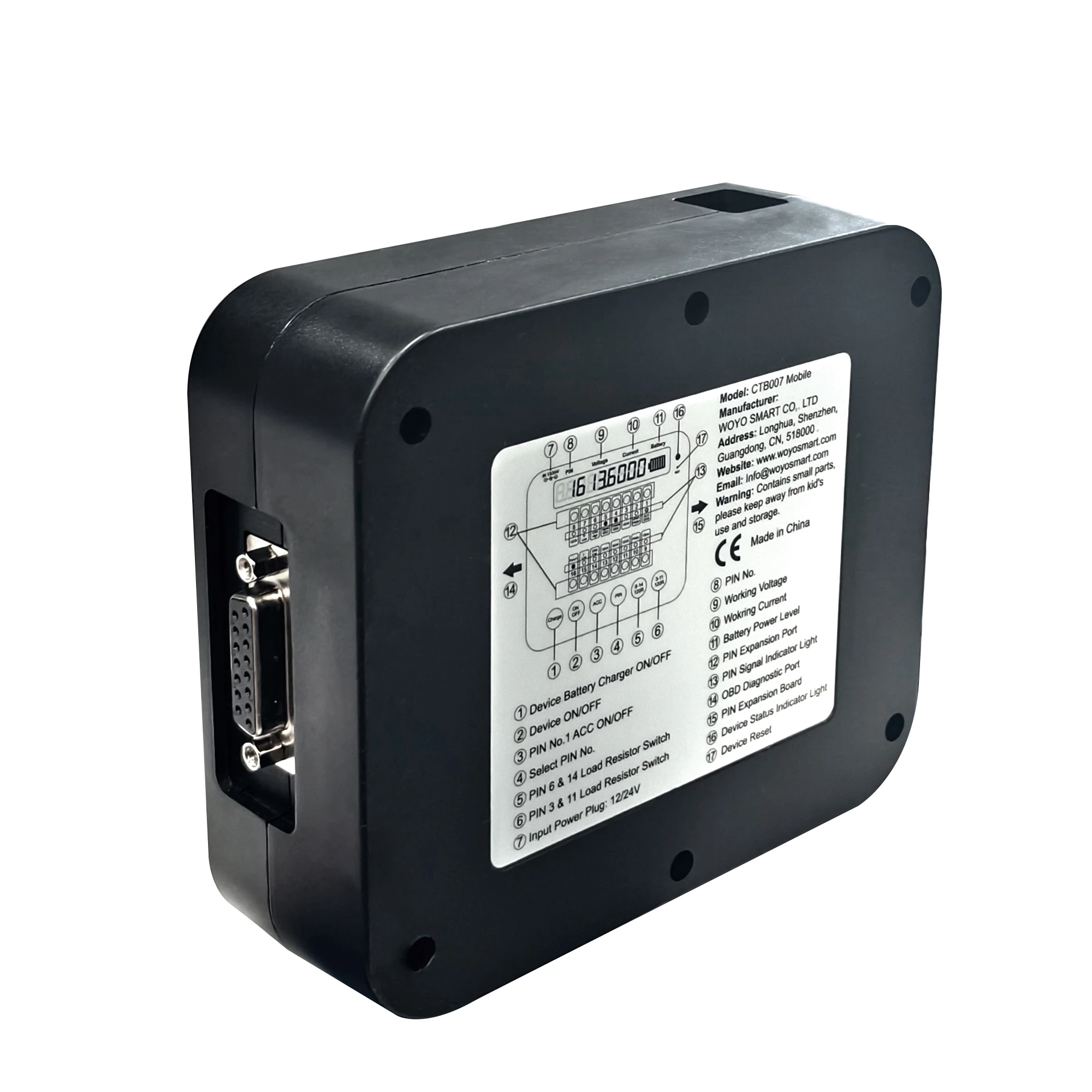 WOYO CTB007 أداة اختبار لوحة دوائر كهربائية متنقلة وحدة التحكم الإلكترونية OBD2 صندوق اختبار الاختراق المحمول دعم بطارية قابلة للشحن