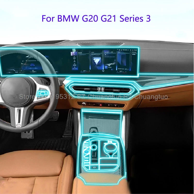 TPU Protective Film  For BMW G20 G21 Series 3 2023 Car Interior Center Console Transparent Anti-scratch Repair Accessories