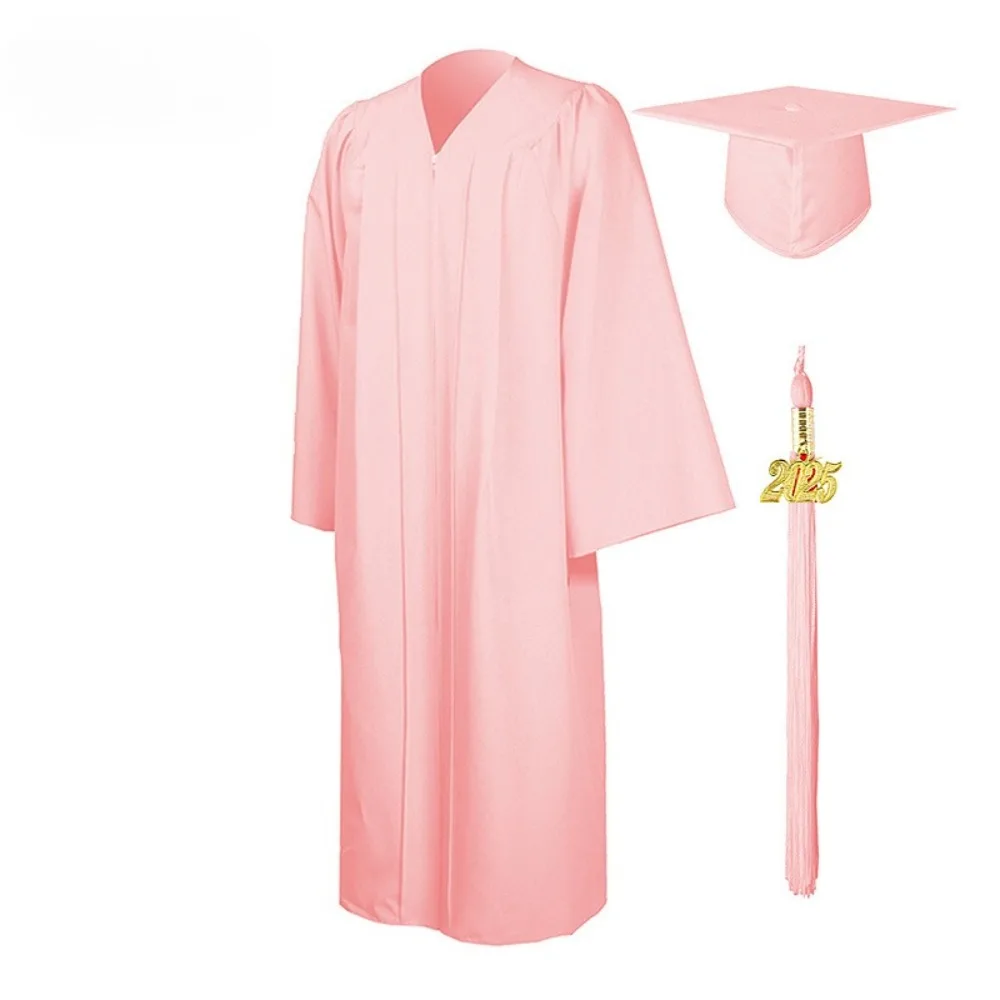 Conjunto de Toga de Formatura 2026 para Estudantes Universitários: Robe Acadêmico de Bacharel, Mestrado, Doutorado e Professor com Capelo e Borla