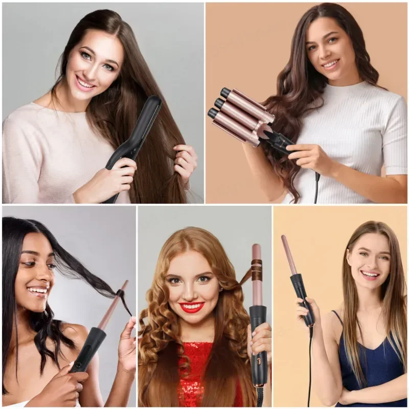 Multi-head Curling Iron 8-in-1 Head Change Curling Iron Set Removable Combination Multi-tube Straight Hair