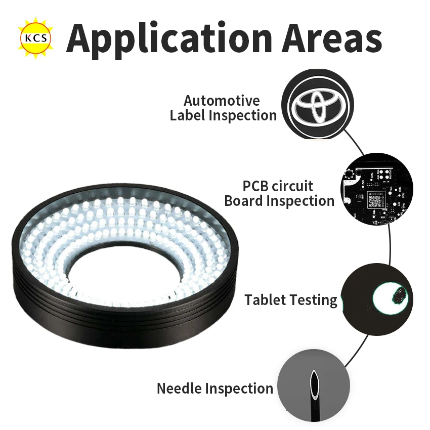 KCS مصدر الضوء الدائري LED مصباح مصمم على شكل حلقة آلة الرؤية LED العمل مصباح مصمم على شكل حلقة القطر الخارجي 30-34 فحص المكونات الإلكترونية