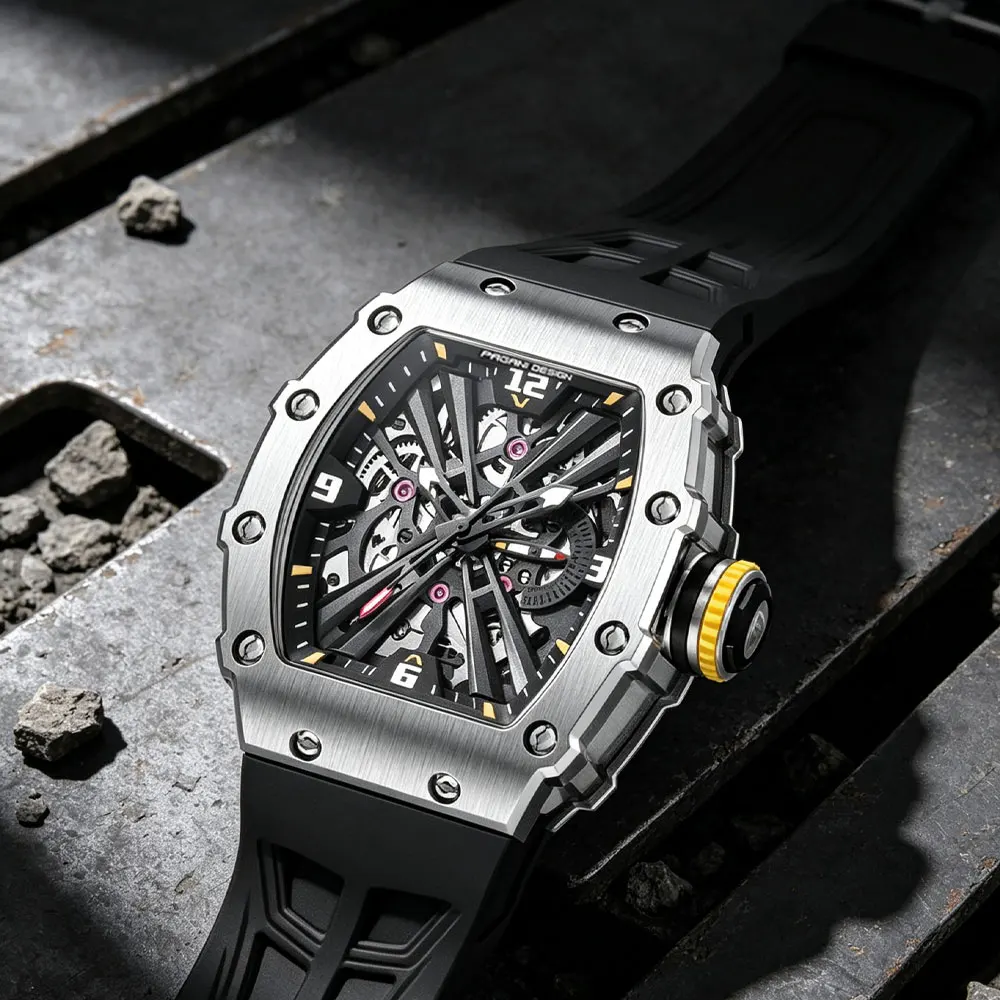 PAGANI DESIGN Top Brand Men Watch VH65 Quartz Watch Sapphire Glass Hollow Waterproof Automatic Date Night Light Watches Men Gift