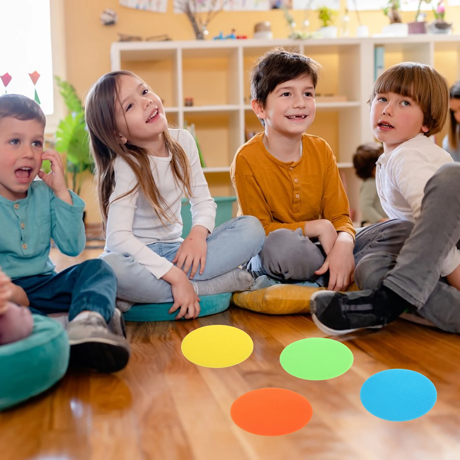 

30 pcs Circular Stickers Reusable for Classroom Family Games Training Carpet Markers Notebook Red Yellow Green Blue