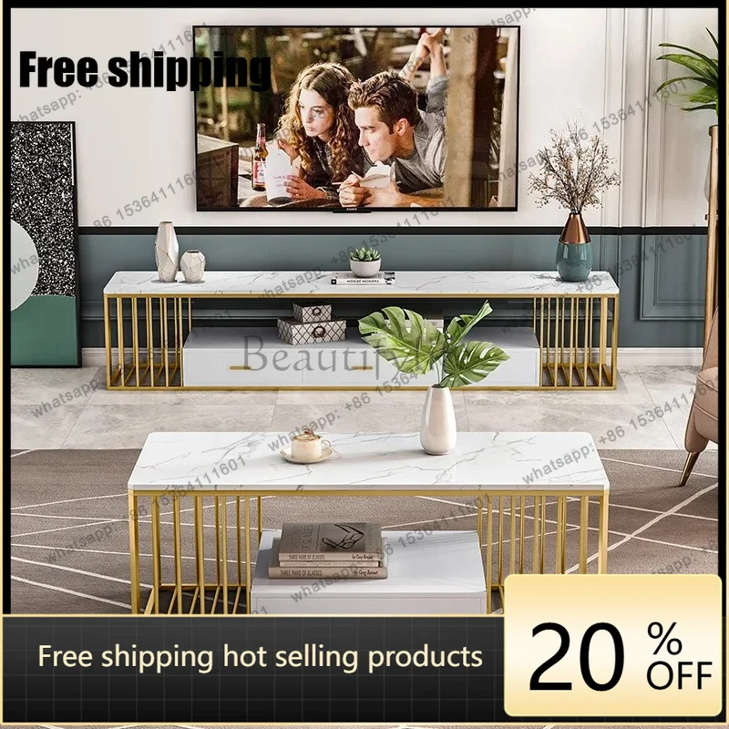 Factory Direct Nordic marble coffee table combination bedroom wall-mounted TV wall hotel three-layer drawer floor cabinet