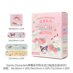 Miniso 40Pcs Hello Kitty Strawberry Bandages Kit Band Sanrio Anime Waterproof Adhesive Wound Plaster First Aid Emergency Sticker