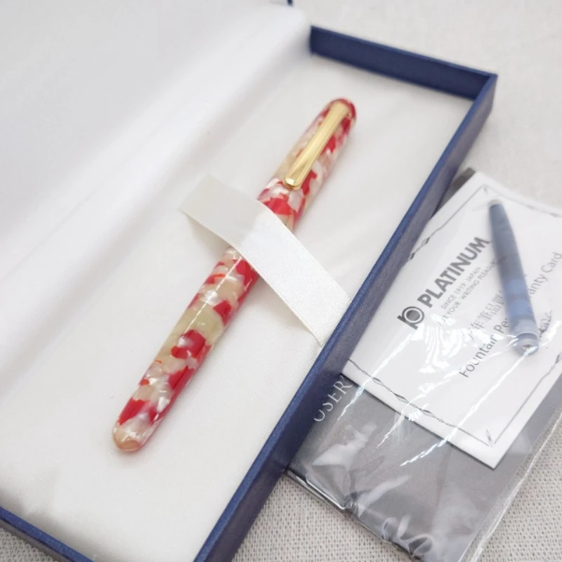 14K F Nib PLATINUM Red Imported Resin Fountain Pen Original and Authentic Japanese Business Gift Ink Pen Limited Edition Box