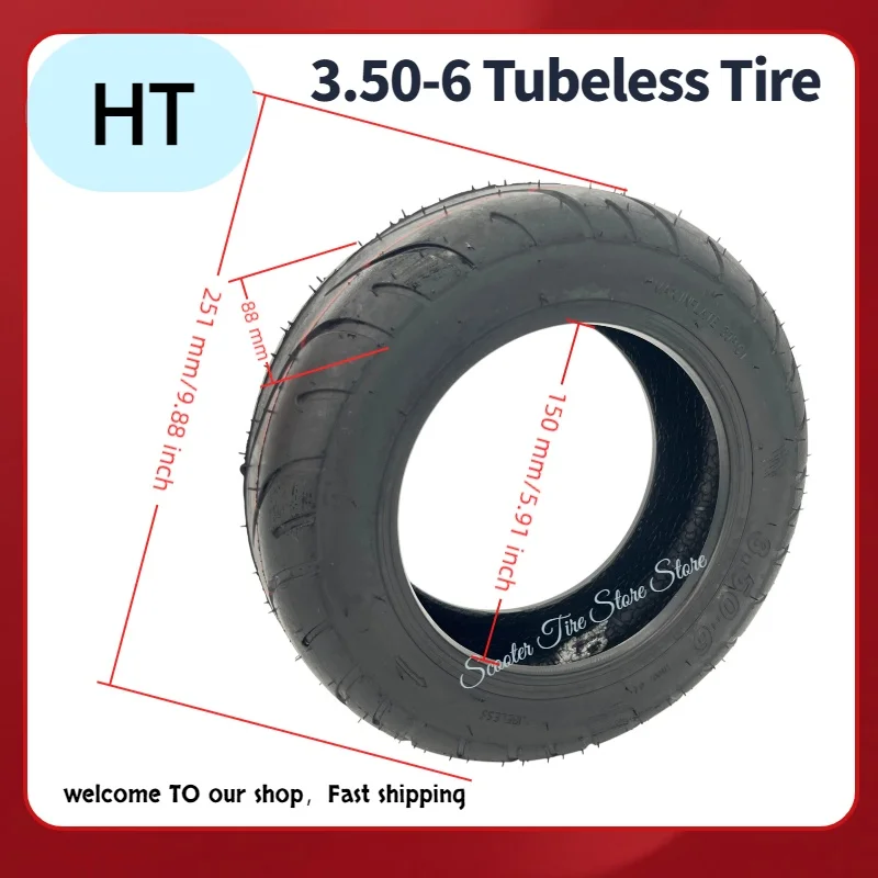 

3.50-6 Tubeless Tire for Electric Scooter Balancing Car 10X3.50-6 10x4.00-6 90/65-6 Vacuum Tyre